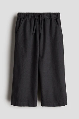 Wide-leg Linen-blend Pull-on Pants
