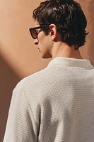 Regular-Fit Hole-Knit Polo Shirt
