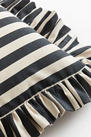 Ruffle-Trimmed Cotton Cushion Cover