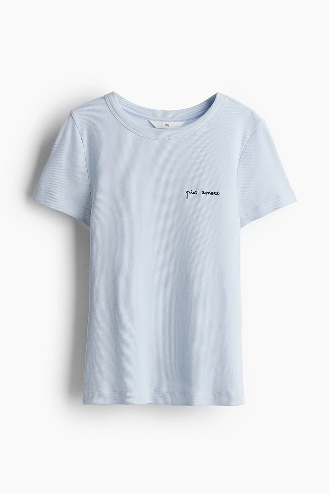 T-shirt côtelé en modal mélangé