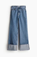 Wide-leg Turn-up Jeans