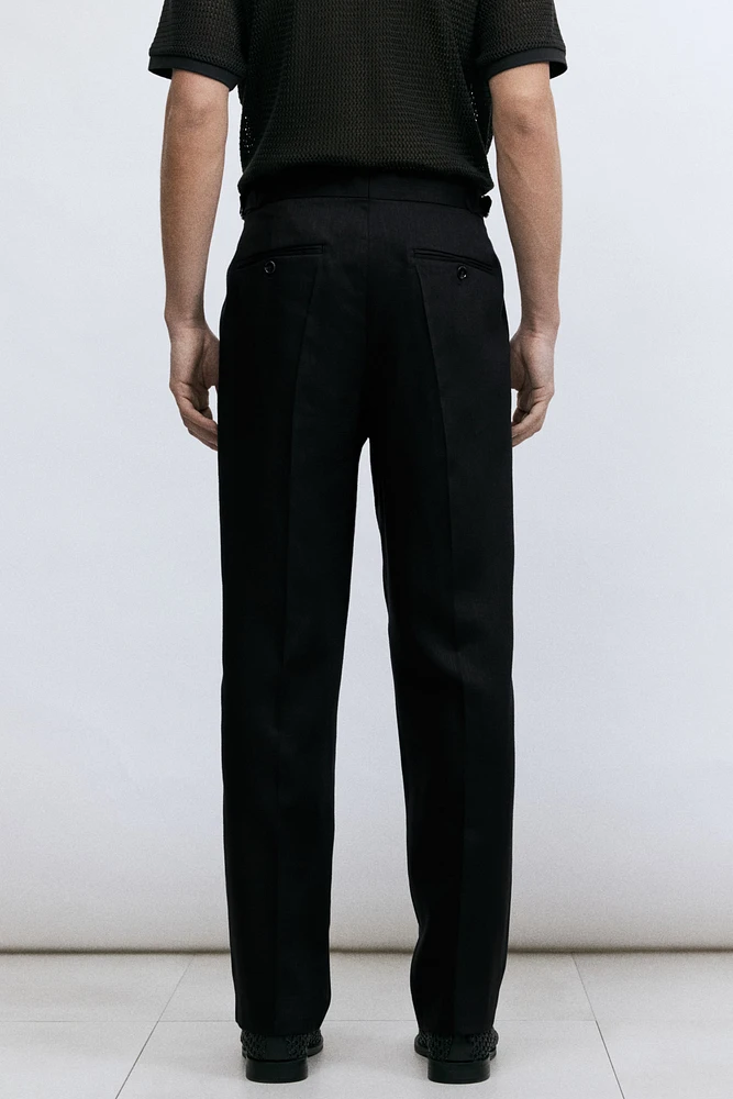 Pantalon d'habit coupe classique en lin mélangé