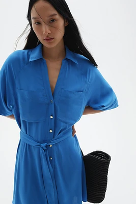 Robe chemisier avec ceinture à nouer