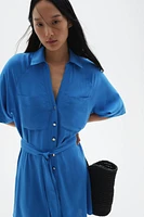Robe chemisier avec ceinture à nouer