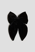 Bow-Decorated Velvet Hair Clip