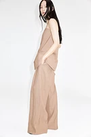 Wide-Leg Linen-Blend Pants