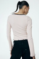 Ribbed Top with Overlocked Trim