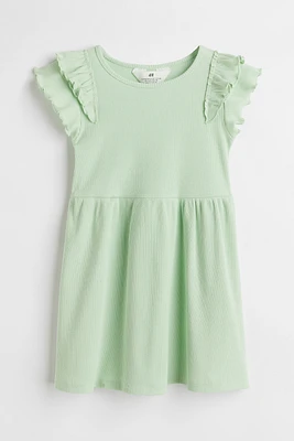 Flutter-sleeved Cotton Dress