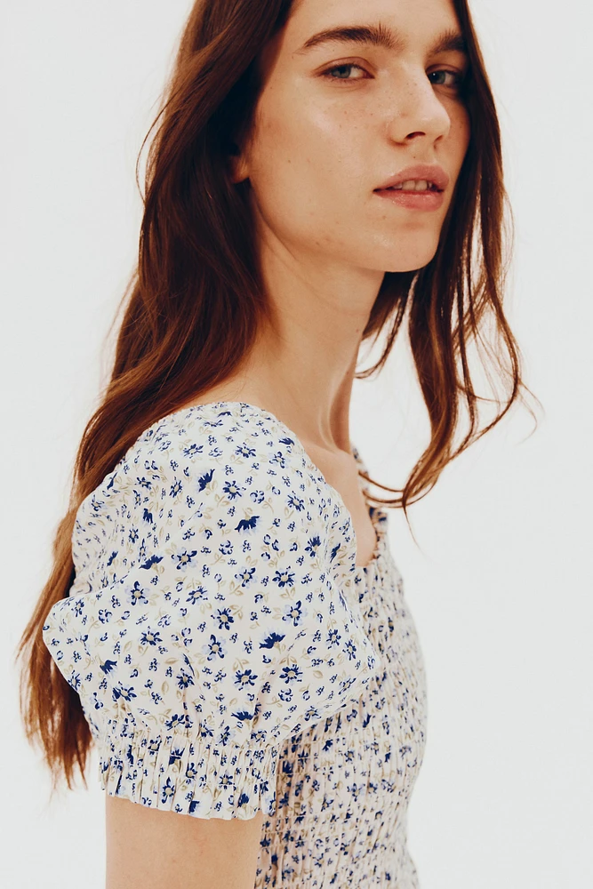 Robe smockée en popeline