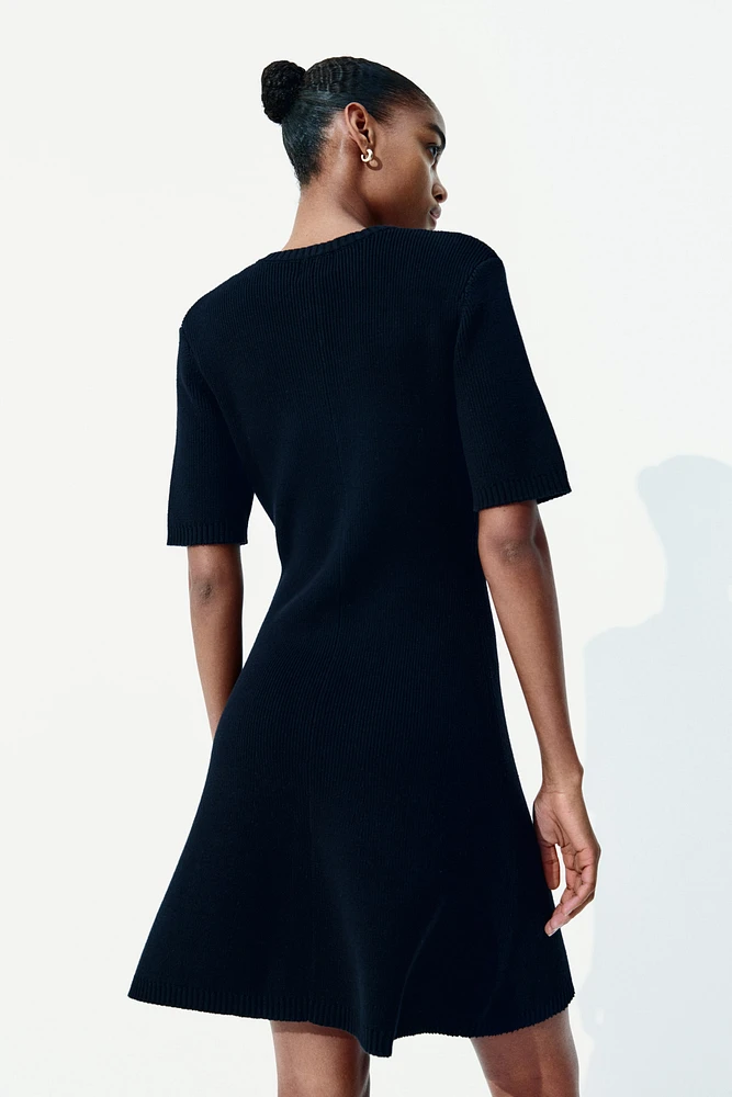 Rib-knit Button-front Dress