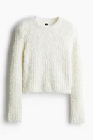 Fluffy Knit Sweater with Shoulder Pads