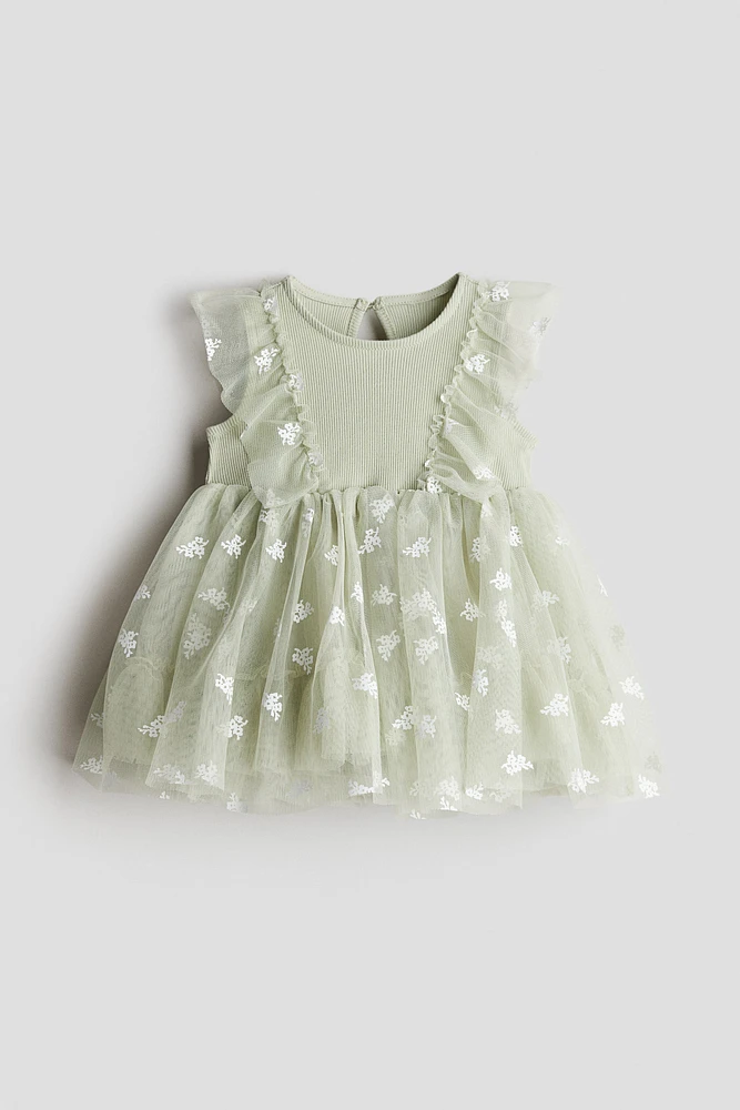 Robe imprimée avec jupe en tulle