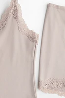 Lace-Trimmed Microfiber Pajamas