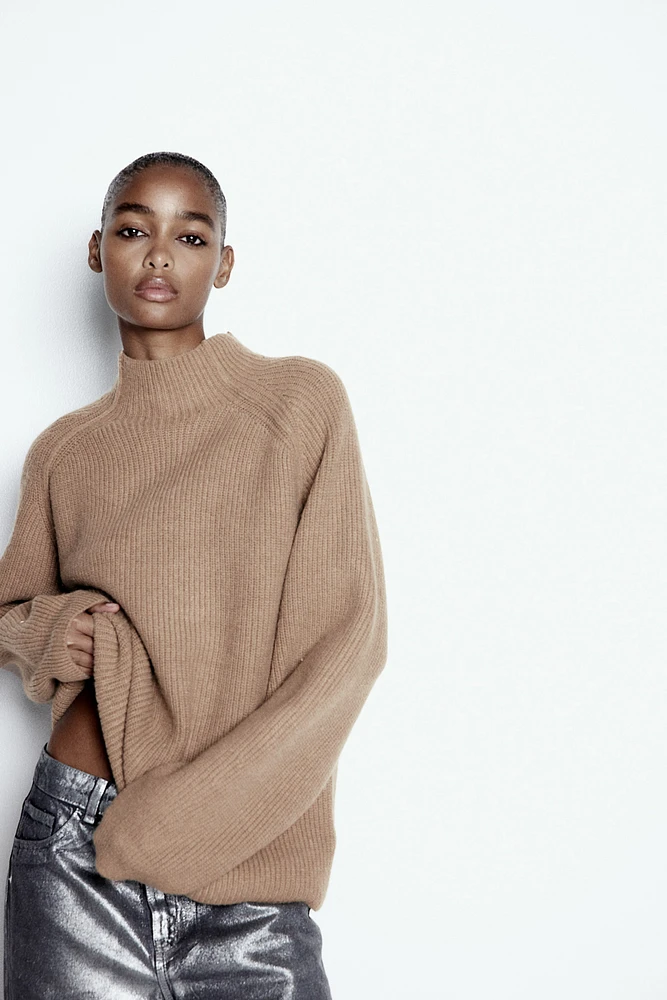 Rib-knit Turtleneck Sweater