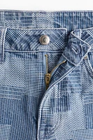 Patchwork-Look Denim Shorts