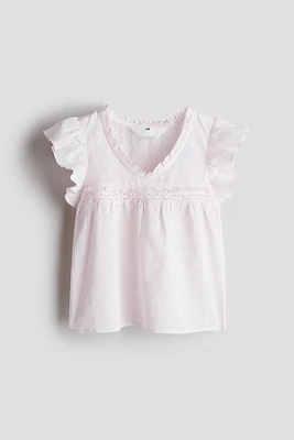 Ruffle-Trimmed Cotton Blouse