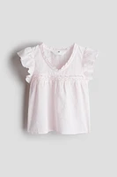 Ruffle-Trimmed Cotton Blouse