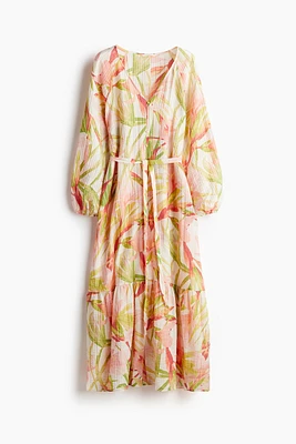 Tie-belt Crêpe Dress