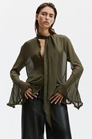 Tie-Neck Chiffon Blouse