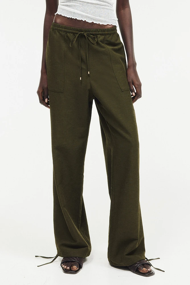 Linen-blend Pull-on Pants