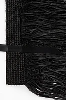 Straw Handbag with Fringe