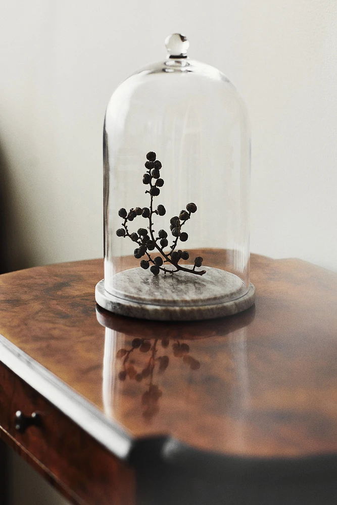 Marble Tray with Glass Cloche