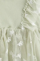Robe imprimée avec jupe en tulle