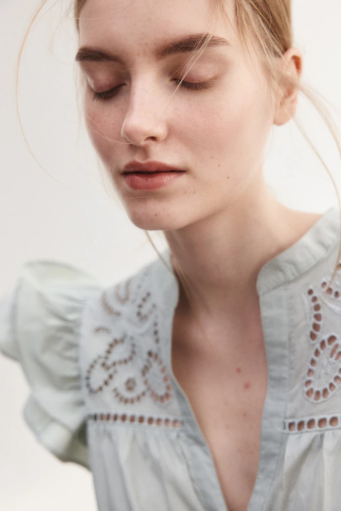 Blouse with Eyelet Embroidery