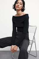 Rib-knit Off-the-shoulder Top