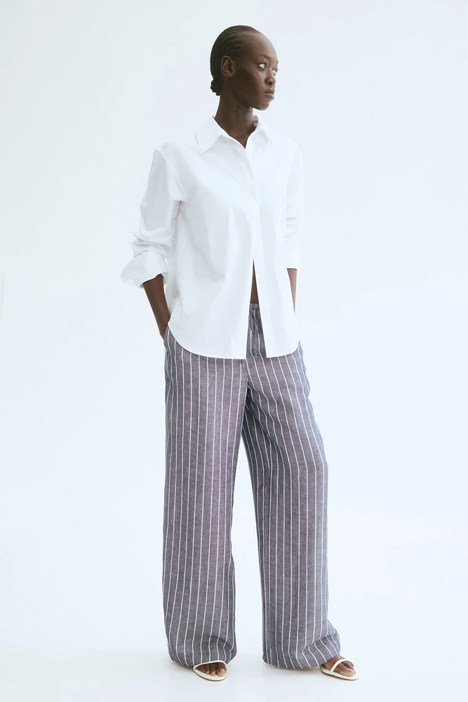 Straight linen-blend trousers
