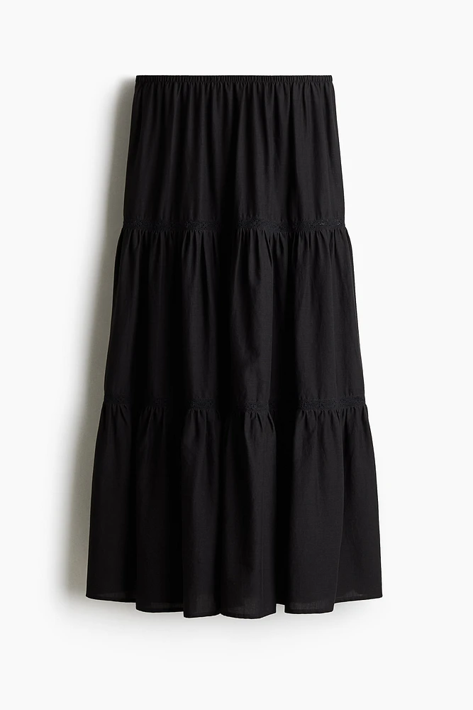 Lace-Inset Maxi Skirt