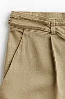 Linen-blend Tie-belt Pants