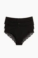 3-pack Cotton and Lace Hipster Briefs