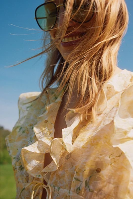 Ruffle-trimmed Blouse