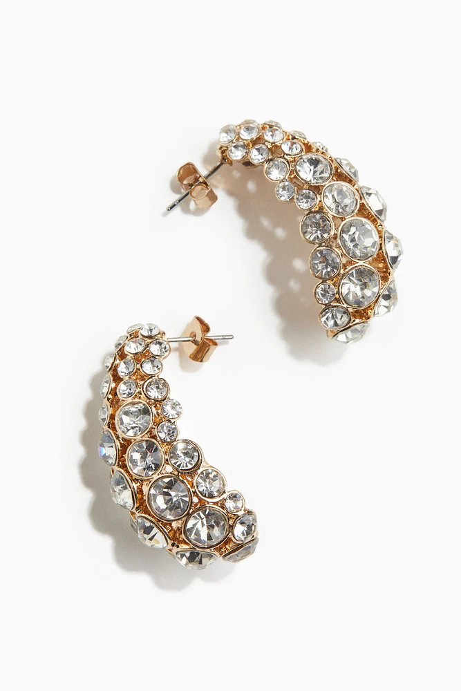 Rhinestone-Embellished Dome Earrings