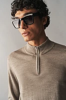 Slim Fit Half-Zip Merino Wool Sweater