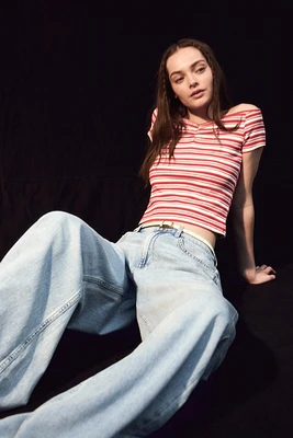 Ribbed Boat-Neck Top