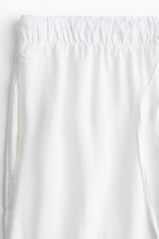 Wide-Leg Linen-Blend Pants