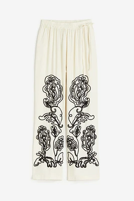 Embroidered pull-on trousers