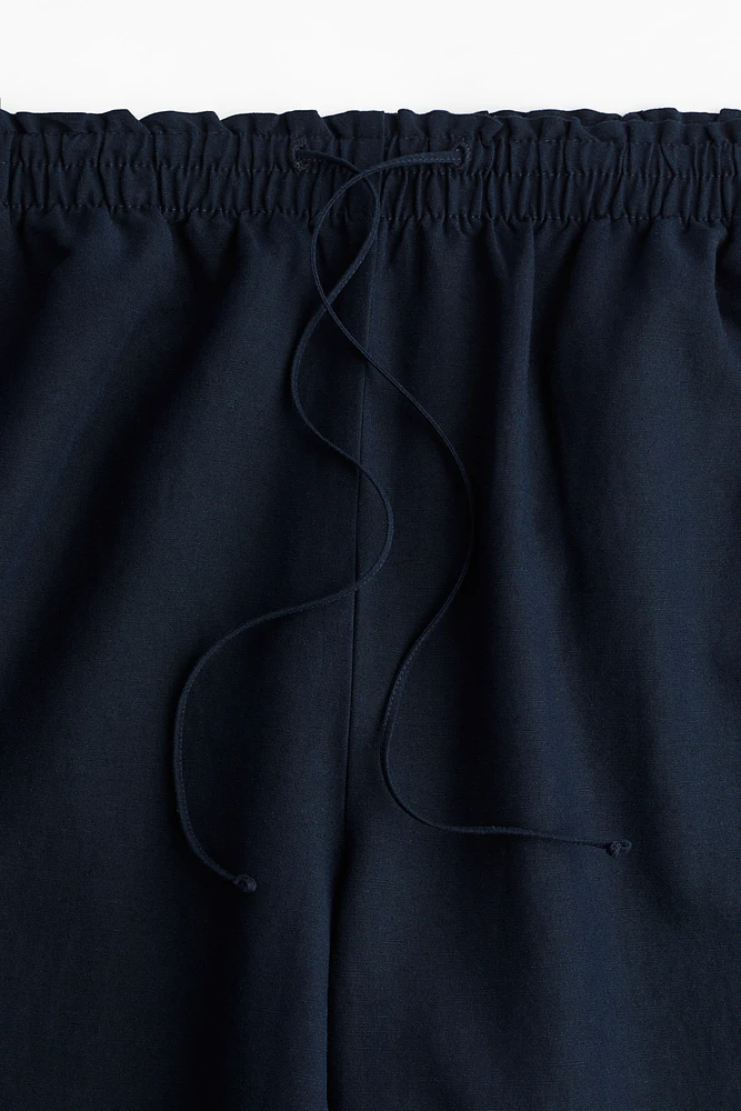 Wide-Leg Linen-Blend Pants