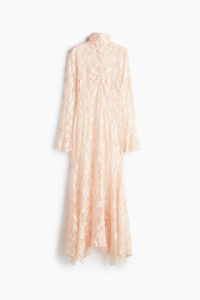 Mock Turtleneck Lace Maxi Dress