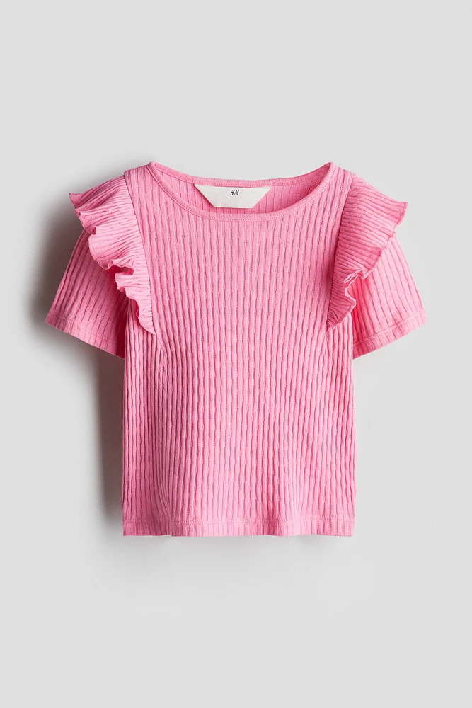 Flounce-Trimmed Cotton Top