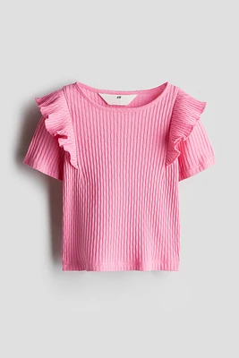 Flounce-Trimmed Cotton Top