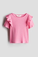 Flounce-Trimmed Cotton Top