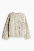 Embroidered Cable-Knit Sweater