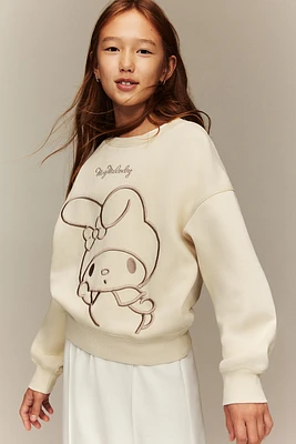 Sweatshirt with Embroidered Motif