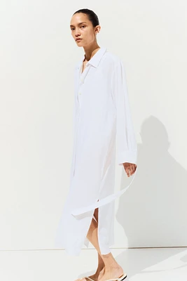 MAMA Linen-Blend Shirt Dress