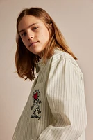 Cotton Poplin Shirt with Embroidered Motif