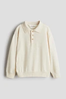 Fine-Knit Wool Polo Sweater