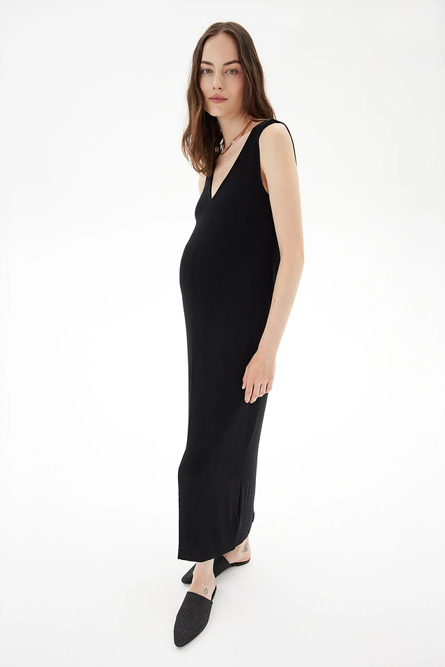 h&m mama ribbed dress H&M MAMA - Khaki Green MAMA Ribbed Jersey Dress - Size: XXL